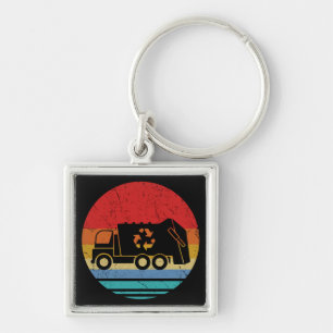 Retro Zonnerecycling Afval Kinder Afval Sleutelhanger