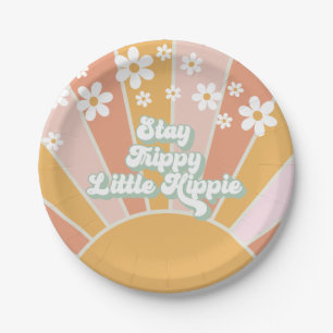 Retro Zonneschijn Blijf Gek Hippie bloem Papieren Bordje