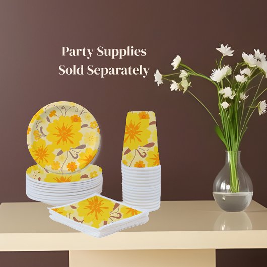 Retro Zonneschijn Bloemen-Party Supplies- Papieren Bordje