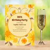 Retro Zonneschijn Gele Bloemen - Uitnodiging Verja