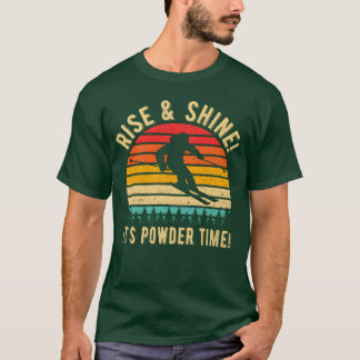Retro Zonsondergang 80er Ski Grappig Schattig Wint T-shirt