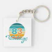 Retro Zonsondergang 83 Vintage Vervuild Sleutelhanger (Achterkant)