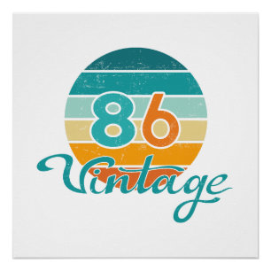 Retro Zonsondergang 86 Vintage Vervuild Perfect Poster