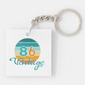 Retro Zonsondergang 86 Vintage Vervuild Sleutelhanger (Achterkant)