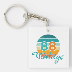 Retro Zonsondergang 88 Vintage Vervuild Sleutelhanger