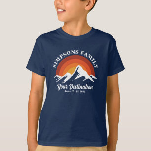 Retro Zonsondergang Aangepaste Familie Vakantie Gr T-shirt