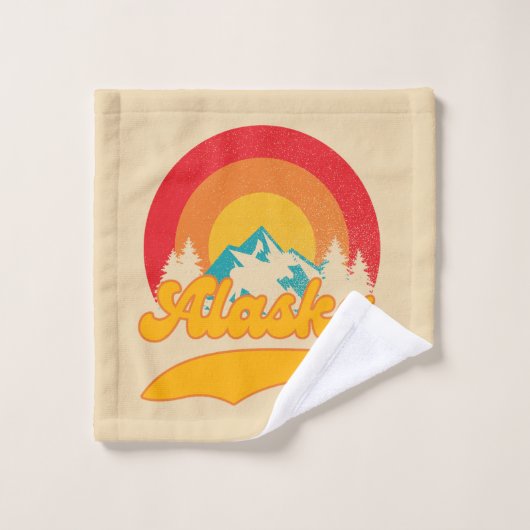 Retro Zonsondergang Alaska Juneau Moose 0Mountains Bad Handdoek (Wasdoekje)
