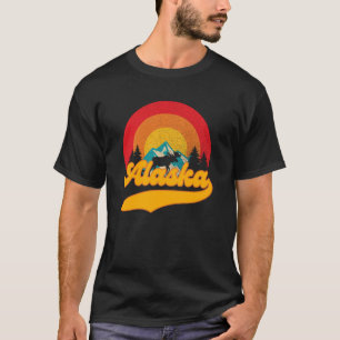 Retro Zonsondergang Alaska Juneau Moose 0Mountains T-shirt