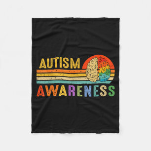 Retro Zonsondergang Autisme Bewustzijn Neurodivers Fleece Deken