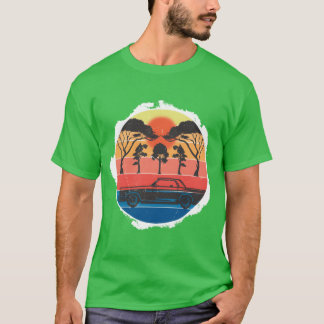Retro Zonsondergang Auto Scene Design vintage grap T-shirt