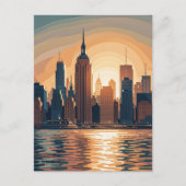 Retro zonsondergang boven Manhattan Briefkaart (Voorkant)