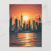 Retro zonsondergang boven Manhattan Briefkaart (Voorkant)