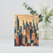 Retro zonsondergang boven Manhattan Briefkaart (Staand voorkant)