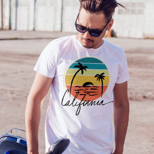 Retro zonsondergang california strand zomervibes t-shirt