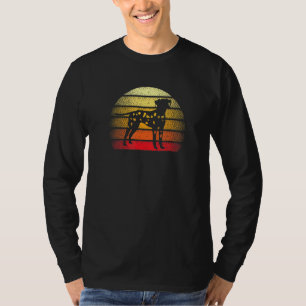 Retro Zonsondergang Dalmatische Hond Thema Ontwerp T-shirt