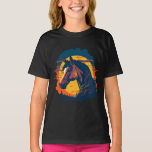Retro Zonsondergang en Paardenhoofd T-shirt