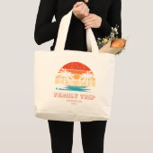 Retro zonsondergang Familiereis Strand Palm Tree M Grote Tote Bag (Voorkant (product))