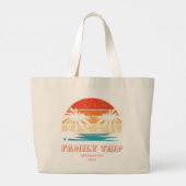 Retro zonsondergang Familiereis Strand Palm Tree M Grote Tote Bag (Achterkant)