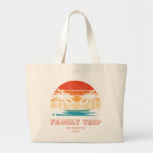 Retro zonsondergang Familiereis Strand Palm Tree M Grote Tote Bag (Voorkant)