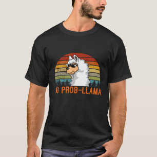 Retro Zonsondergang Geen Probleem Lama Lama Geen T-shirt