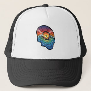 Retro Zonsondergang Golf Vinyl Esthetiek Trucker Pet