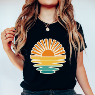 Retro Zonsondergang Grafisch; Zomer Zon & Zee T-shirt