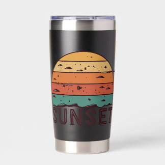 Retro Zonsondergang Horizon Grafische Mok Geïsoleerde Drinkbeker