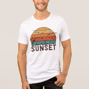 Retro Zonsondergang Horizon Grafische T-Shirt