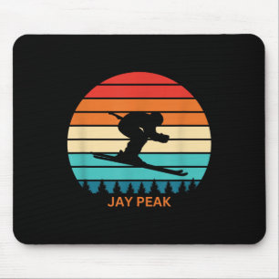 Retro zonsondergang Jay Peak Vermont Skiën Skiër Muismat