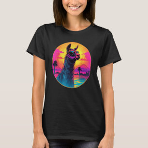 Retro Zonsondergang Lama T-shirt