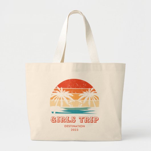 Retro zonsondergang Meisjes reis bachelorette Matc Grote Tote Bag (Voorkant)