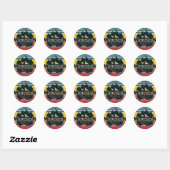 Retro zonsondergang Mountain master Ronde Sticker (Vel)