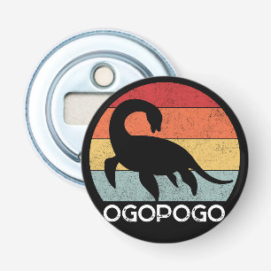 Retro zonsondergang Ogopogo de Okanagan Lake Monst Button Flesopener