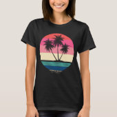 Retro Zonsondergang Palmbomen Junipero Beach T-shirt (Voorkant)