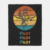  Retro Zonsondergang & Pilot Vliegen, Luchtvaart,  Fleece Deken (Voorkant)