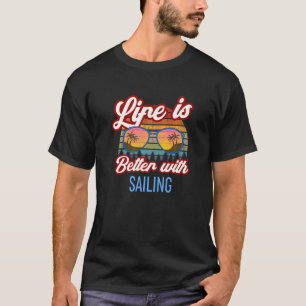 Retro Zonsondergang Slogan Met Zeilen T-shirt