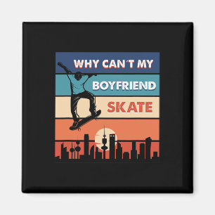 Retro Zonsondergang Stad Skater Magneet