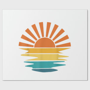 Retro Zonsondergang Stralen Golf Vintage Retro Zon Cadeaupapier