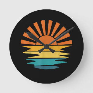 Retro Zonsondergang Stralen Golf Vintage Retro Zon Ronde Klok