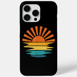 Retro Zonsondergang Stralen Golvende Retro Zonnes iPhone 15 Pro Max Hoesje