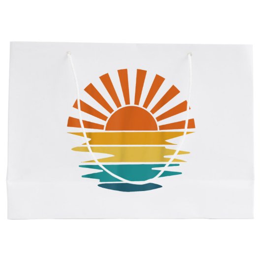 Retro Zonsondergang Stralen Golvende  Retro Zonnes Groot Cadeauzakje (Achterkant)