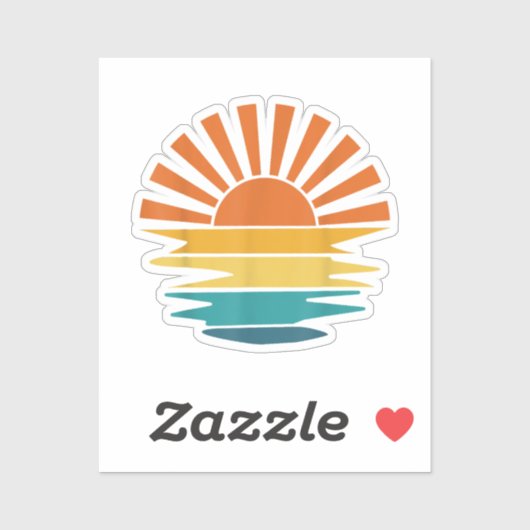 Retro Zonsondergang Stralen Golvende Retro Zonnes Sticker (Vel)