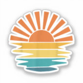 Retro Zonsondergang Stralen Golvende Retro Zonnes Sticker (Voorkant)