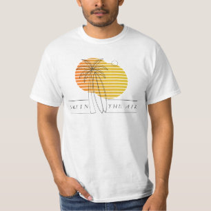 Retro Zonsondergang Surfplank Minimalistisch Zout T-shirt