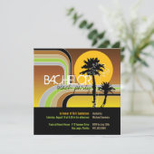 Retro Zonsondergang Tropische Palmboom Bachelorfee Kaart (Staand voorkant)