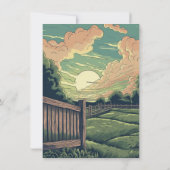 Retro Zonsondergang Tuin BBQ Feestje Kaart (Achterkant)