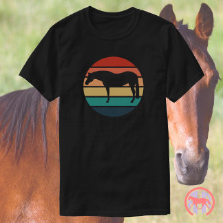 Retro zonsondergang western Quarter Horse silhouet T-shirt