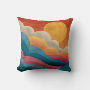 Retro Zonsondergang Wolken Abstract Bauhaus Kussen