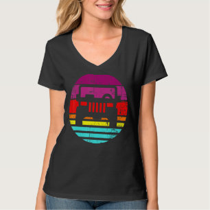 Retro Zonsondergang Zomervakantie Weg 4x4 Truc T-shirt