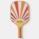Retro Zonsondergang Zonnestralen Gepersonaliseerde Pickleball Paddle (Voorkant)